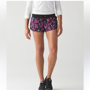 lululemon athletica Women's Athletic Shorts - Black and Pink Floral